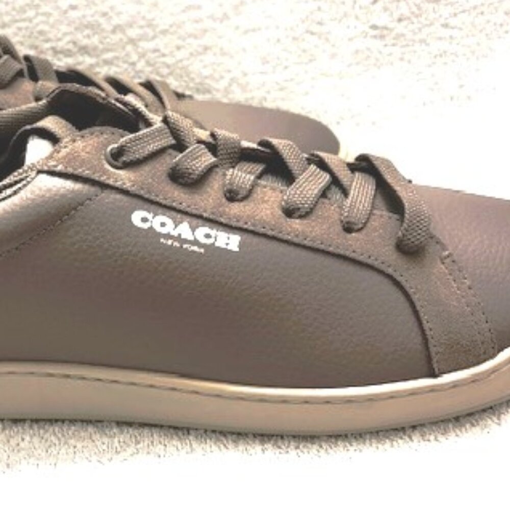 Coach 'Clip' low top leather and suede sneakers in Grey Burch Men's Size 13 - Picture 10 of 12